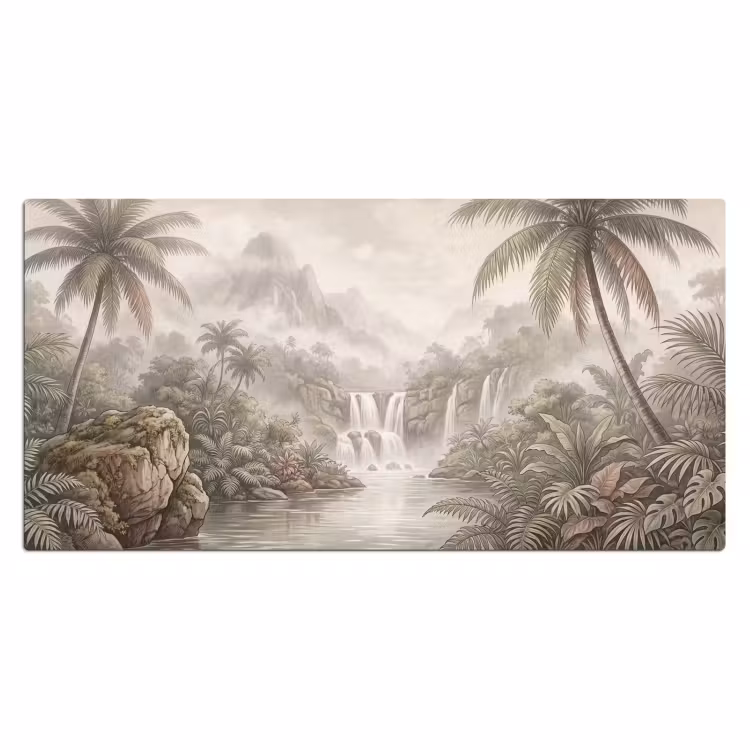 Jungle - Watervallen - Tropisch - Illustratie Muismat XXL klein -3d_leeg