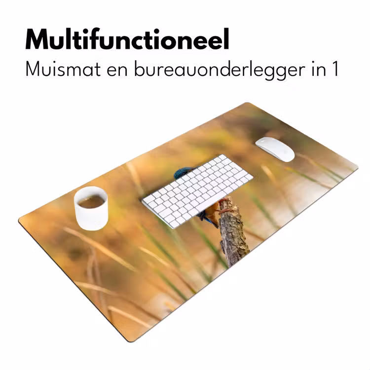IJsvogel - Tak - Water - Kleurrijk - Levendig Muismat XXL klein -sfeer4