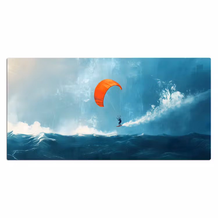 Kitesurfer - Oranje - Zee - Lucht Muismat XXL klein -3d_leeg