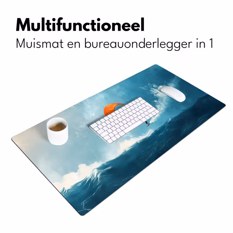 Kitesurfer - Oranje - Zee - Lucht Muismat XXL klein -sfeer4
