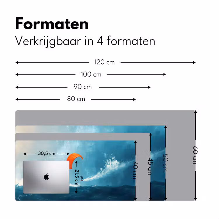 Kitesurfer - Oranje - Zee - Lucht Muismat XXL klein -sfeer5