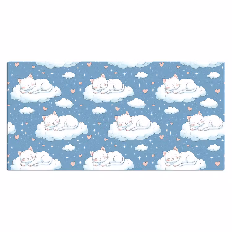 Kitten - Wolken - Blauw Muismat XXL klein 681 -3d_leeg