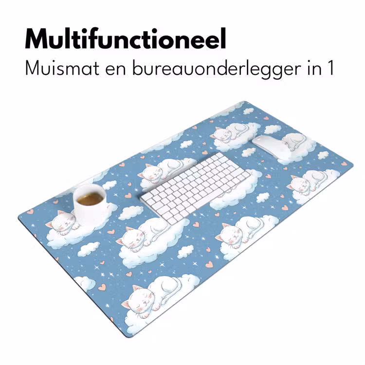 Kitten - Wolken - Blauw Muismat XXL klein 681 -sfeer4