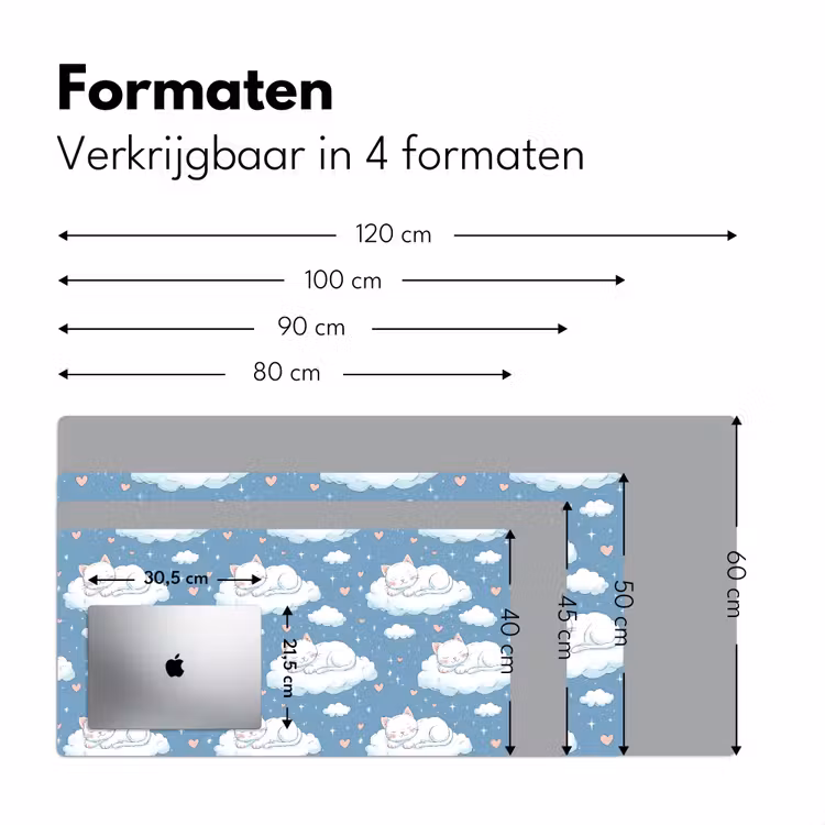 Kitten - Wolken - Blauw Muismat XXL klein 681 -sfeer5