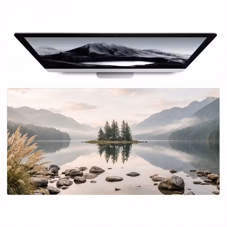 Meer - Bergen - Landschap - Groen Muismat XXL klein -zzz3d