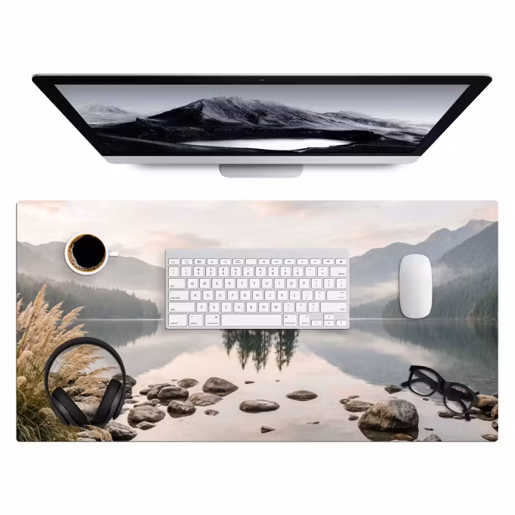 Meer - Bergen - Landschap - Groen Muismat XXL klein -3d
