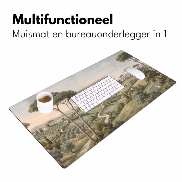 Landschap - Heuvels - Zandpad - Groen Muismat XXL klein -sfeer4