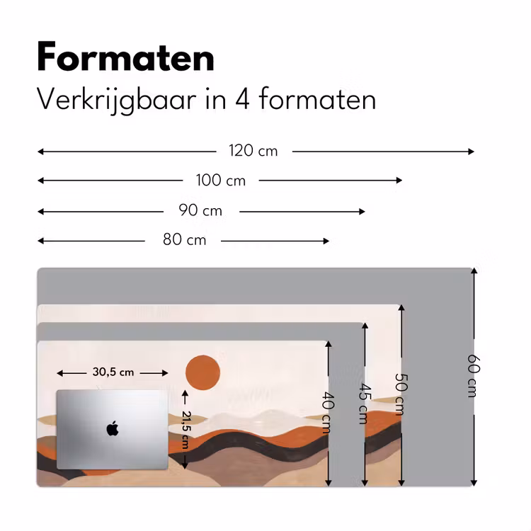 Landschap - Heuvels - Zon - Abstract - Oranje Muismat XXL klein -sfeer5