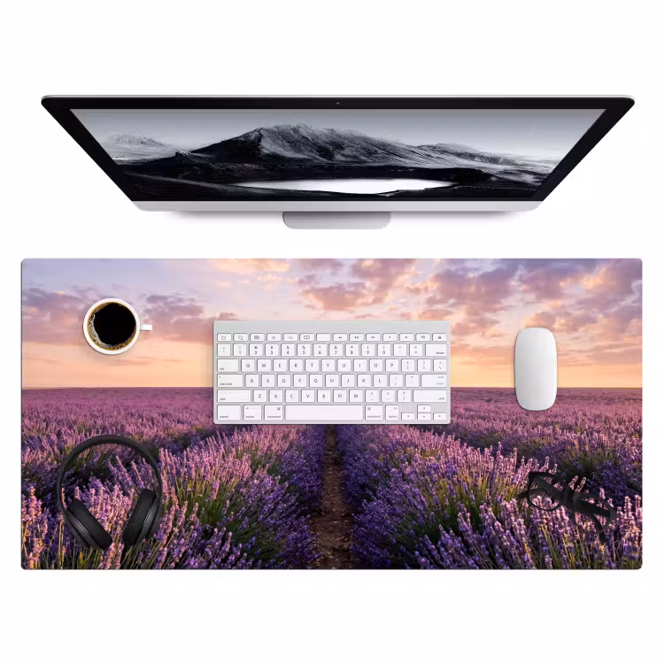 Landschap - Lavendelveld - Paars Muismat XXL klein -3d