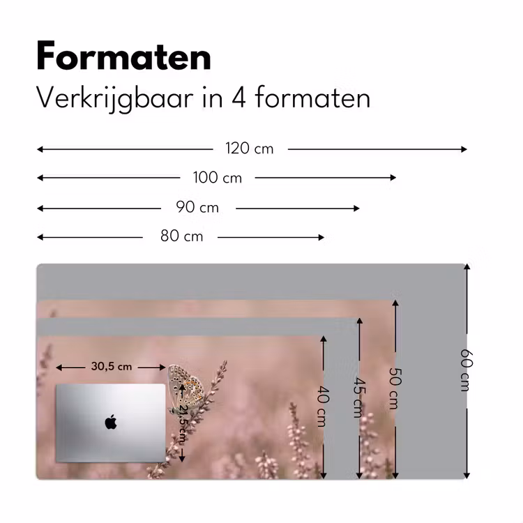 Lavendel - Vlinder - Paars Muismat XXL klein -sfeer5