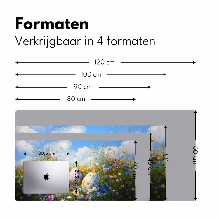 Grasveld - Eieren - Bloemen Muismat XXL klein -sfeer5