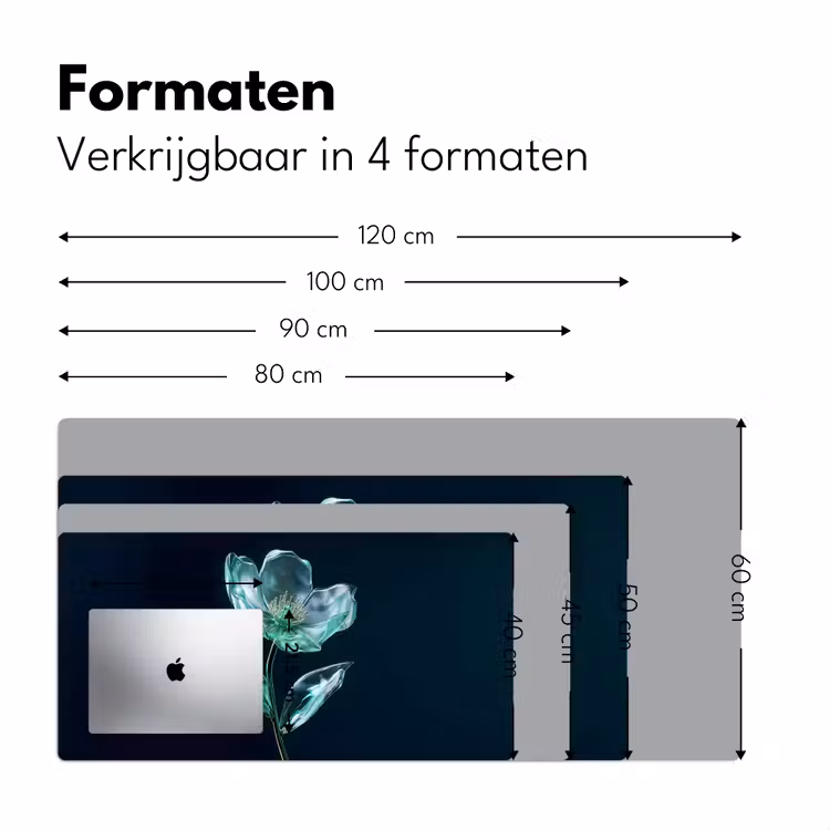 Bladeren - Bloem - Glazen - Donkerblauw Muismat XXL klein -sfeer5