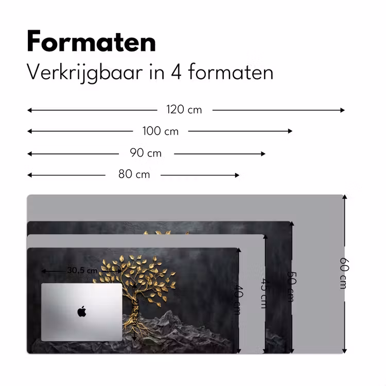 Bladeren - Goud - Boom - Rots Muismat XXL klein -sfeer5