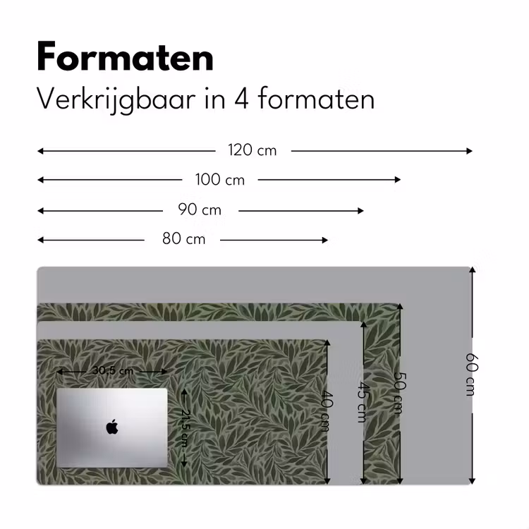 Bladeren - Organisch - Groen Muismat XXL klein 681 -sfeer5