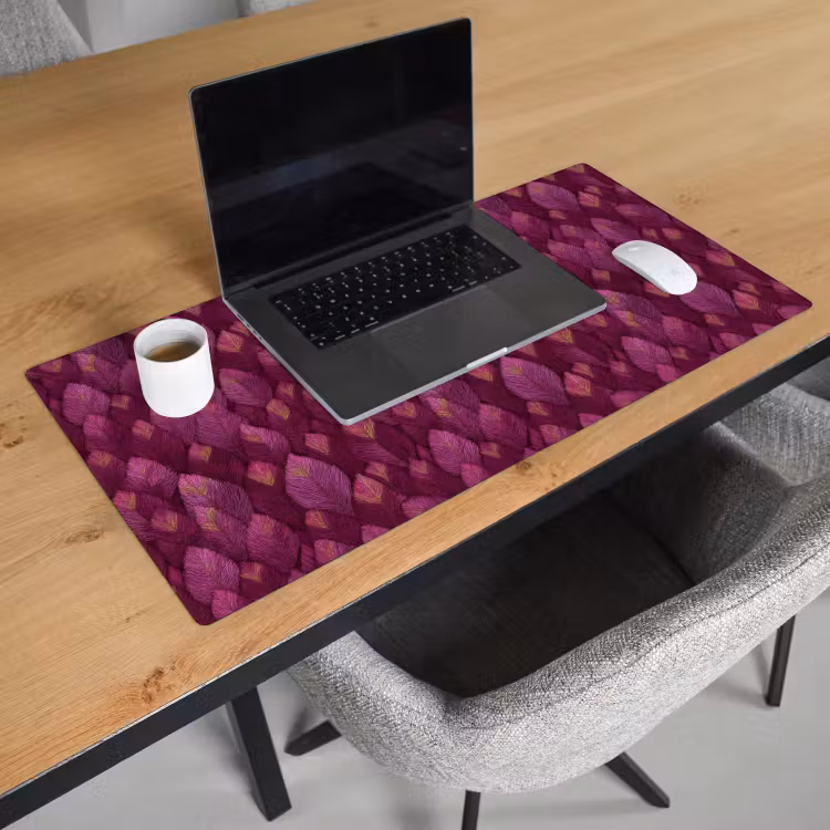 Bladeren - Patroon - Burgundy Muismat XXL klein 681 -sfeer1