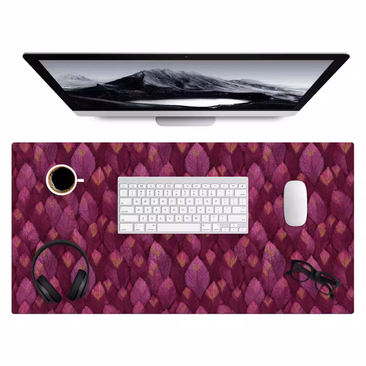 Bladeren - Patroon - Burgundy Muismat XXL klein 681 -3d