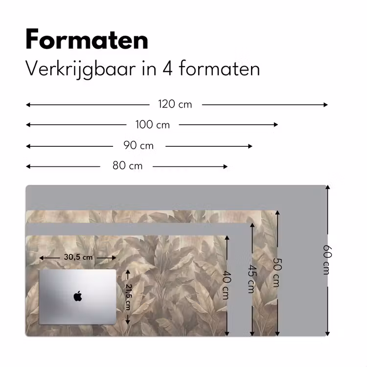 Bladeren - Tropisch - Natuur - Modern - Beige Muismat XXL klein -sfeer5