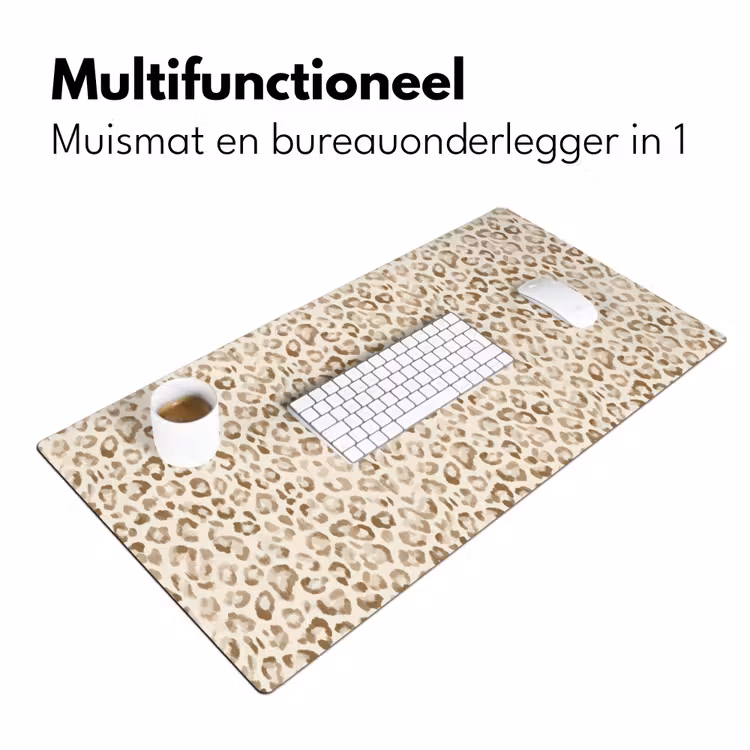 Luipaard - Klassiek - Beige Muismat XXL klein 681 -sfeer4