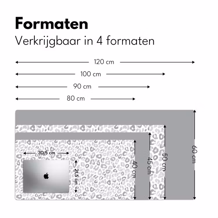 Luipaard - Motief - Grijs Muismat XXL klein 681 -sfeer5