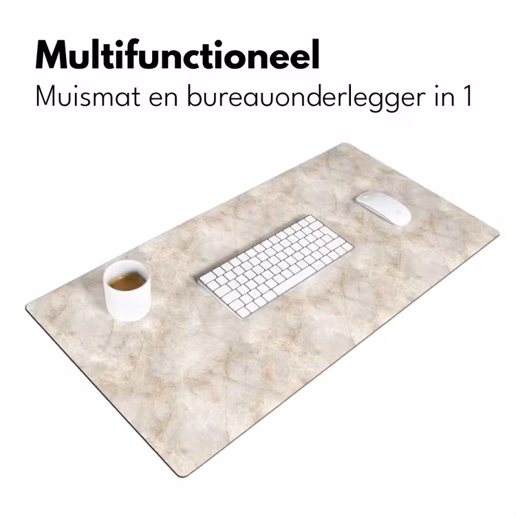 Lichtbeige - Goudbruine Nerven - Marmer Muismat XXL klein 681 -sfeer4