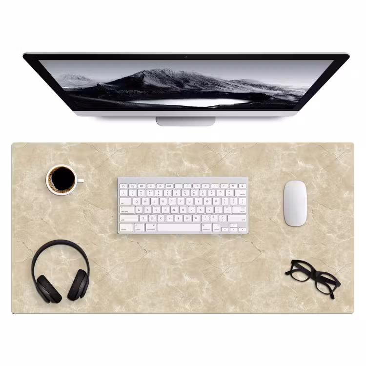 Lichtbeige - Marmer - Diffusie adering Muismat XXL klein 681 -3d
