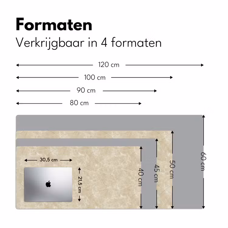 Lichtbeige - Marmer - Diffusie adering Muismat XXL klein 681 -sfeer5