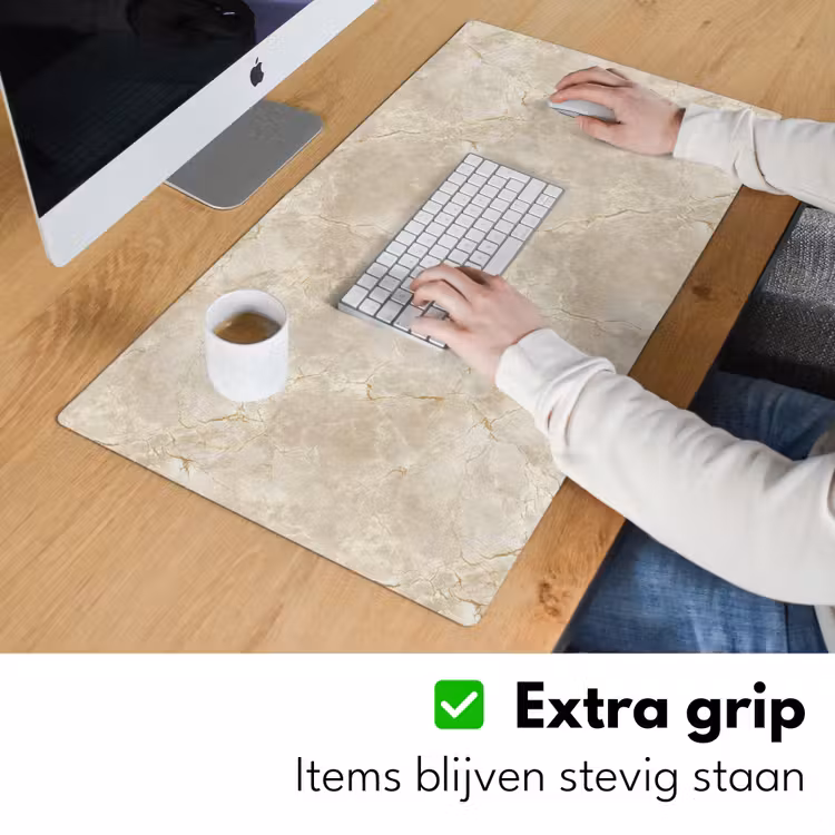 Lichtbeige - Marmer - Aders Muismat XXL klein 681 -sfeer3