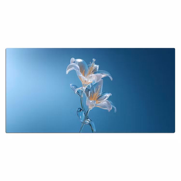 Lelies - Blauw - Glazen Muismat XXL klein -3d_leeg