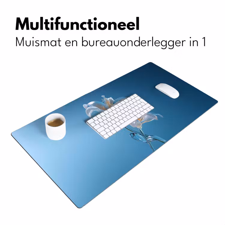 Lelies - Blauw - Glazen Muismat XXL klein -sfeer4