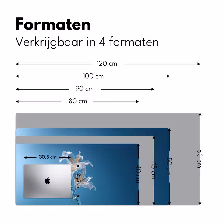 Lelies - Blauw - Glazen Muismat XXL klein -sfeer5