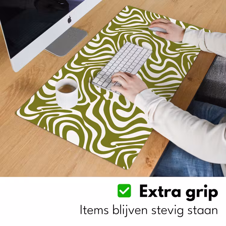 Lijnpatroon - Groen - Organisch Muismat XXL klein 681 -sfeer3