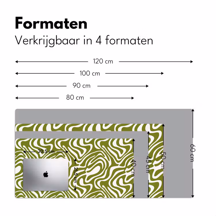 Lijnpatroon - Groen - Organisch Muismat XXL klein 681 -sfeer5