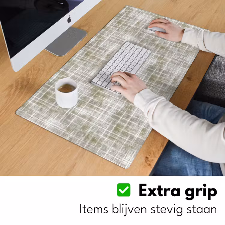 Linnen - Patroon - Groen Muismat XXL klein 681 -sfeer3
