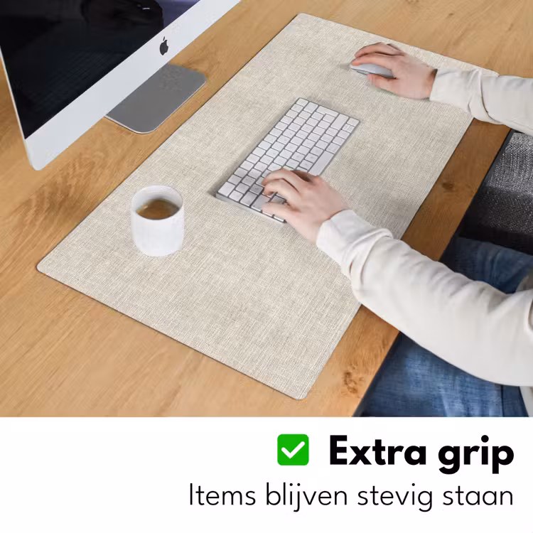 Linnen - Textuur - Beige Muismat XXL klein 681 -sfeer3