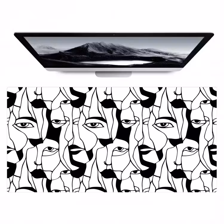 Lijnen - Gezichten - Zwart - Wit Muismat XXL klein 681 -zzz3d