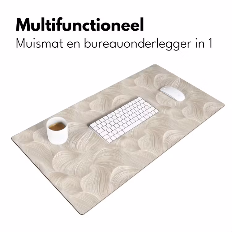 Lijnen - Waaier - Beige Muismat XXL klein 681 -sfeer4