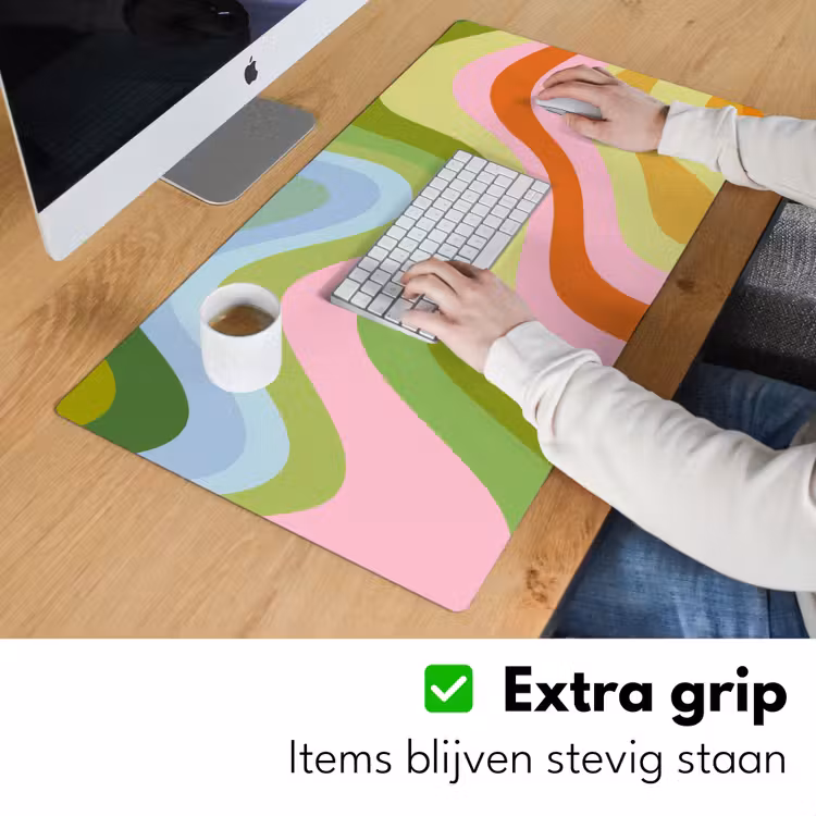 Lijnen - Pasteltinten - Golvend Muismat XXL klein -sfeer3