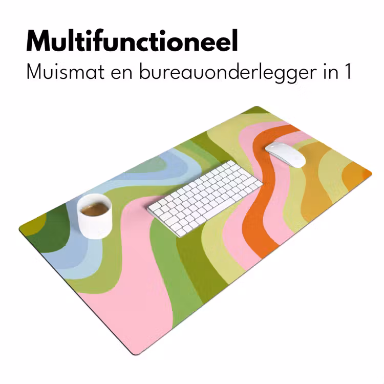 Lijnen - Pasteltinten - Golvend Muismat XXL klein -sfeer4
