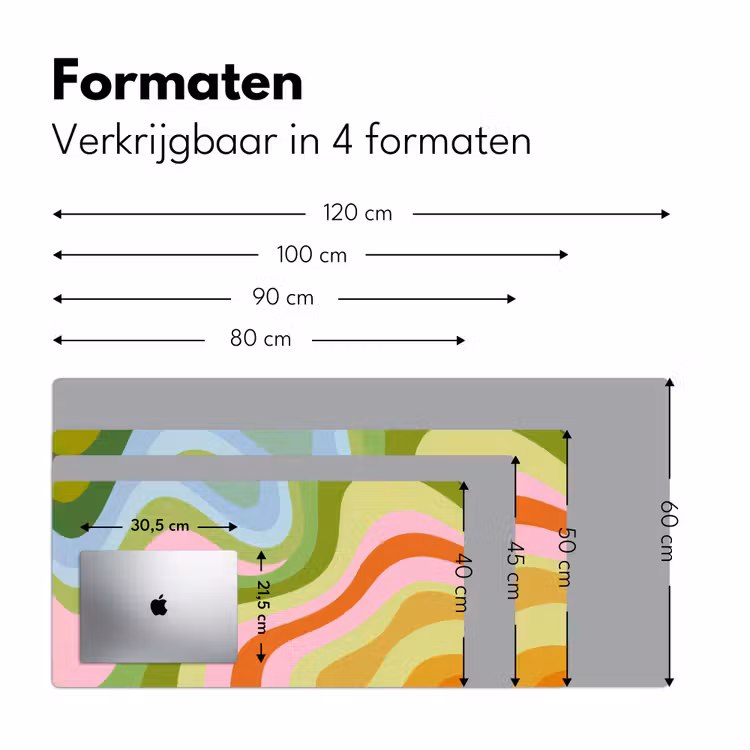 Lijnen - Pasteltinten - Golvend Muismat XXL klein -sfeer5