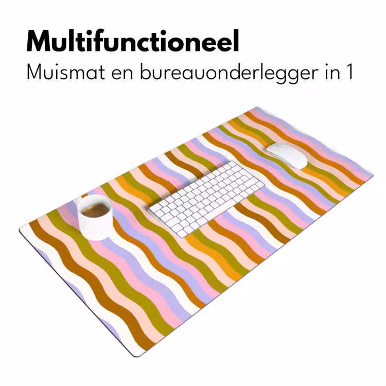 lijnen - Golven - Pastelkleuren - Patroon Muismat XXL klein -sfeer4