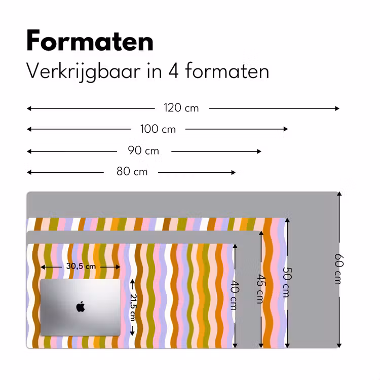 lijnen - Golven - Pastelkleuren - Patroon Muismat XXL klein -sfeer5