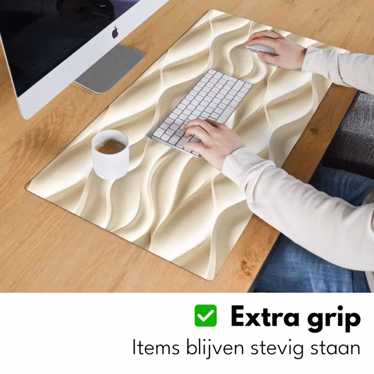 Lijnen - Golvend - Crème Muismat XXL klein 681 -sfeer3