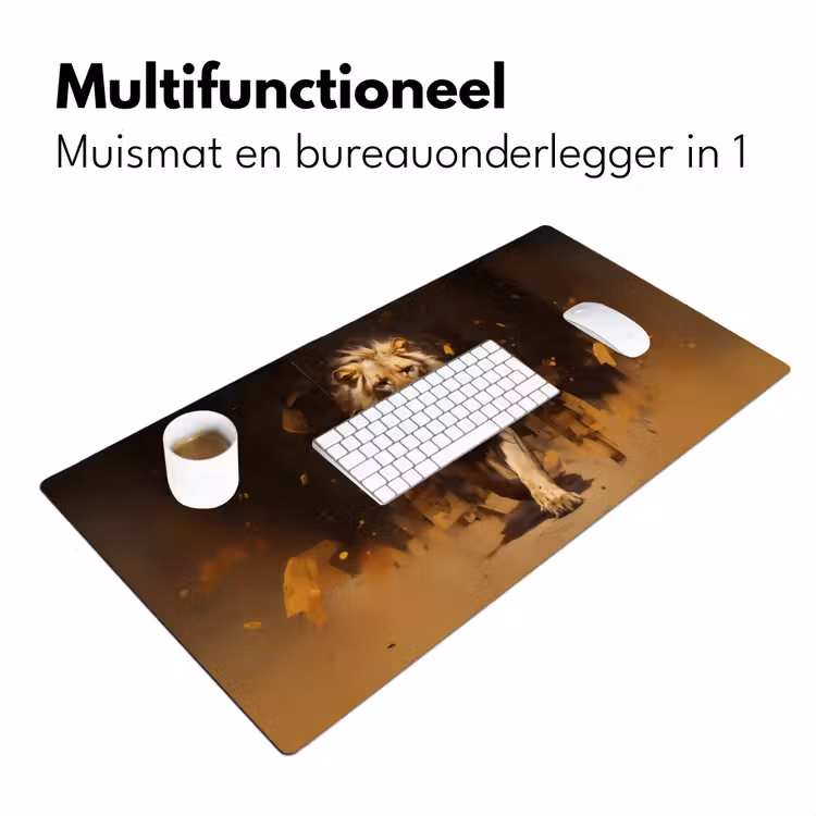 Leeuw - Geschilderd - Abstract - Goud Muismat XXL klein -sfeer4