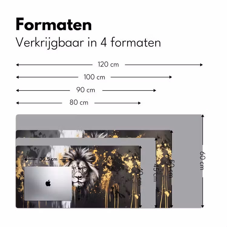 Leeuw - Portret - Verfspatten - Grijs Muismat XXL klein -sfeer5
