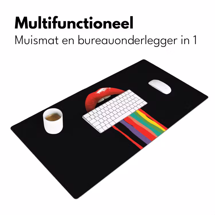 Lippen - Kleuren - Zwart Muismat XXL klein -sfeer4