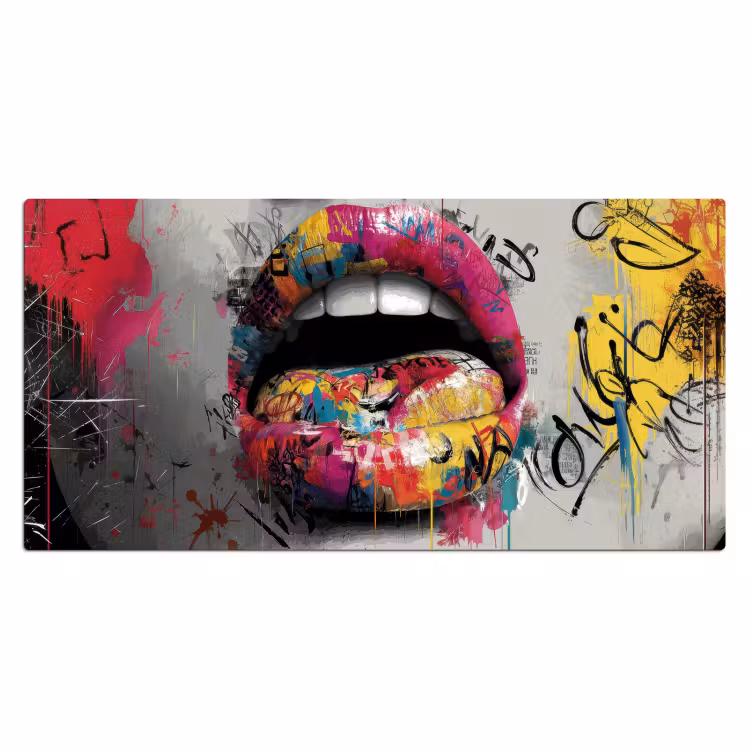 Lippen - Graffiti - Expressief Muismat XXL klein -3d_leeg