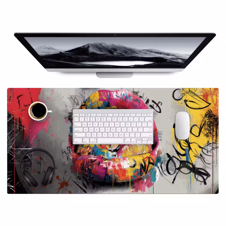 Lippen - Graffiti - Expressief Muismat XXL klein -3d