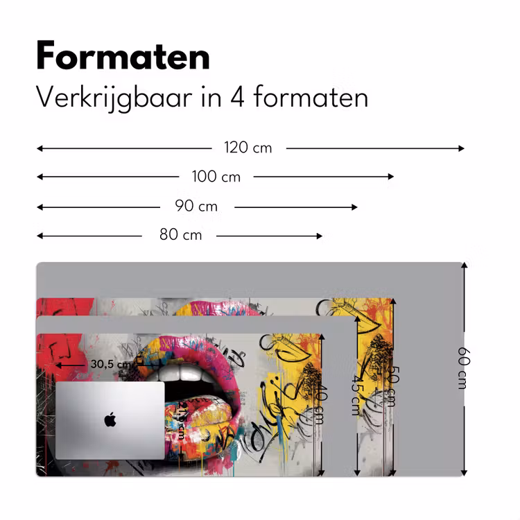 Lippen - Graffiti - Expressief Muismat XXL klein -sfeer5