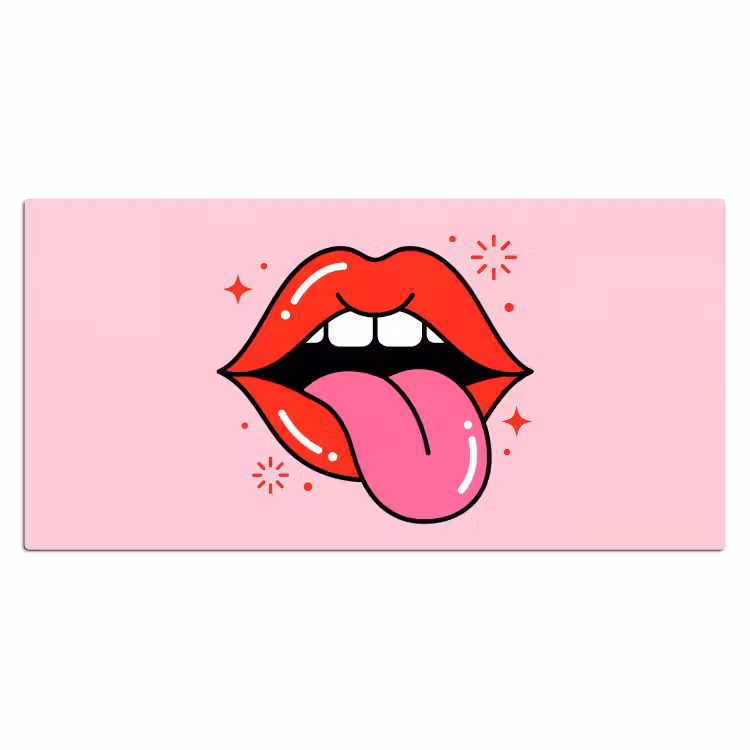 Lippen - Tong - Pop-art - Kleurrijk - Roze Muismat XXL klein -3d_leeg