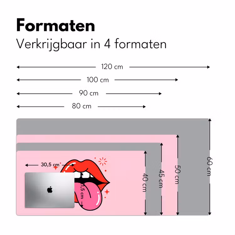 Lippen - Tong - Pop-art - Kleurrijk - Roze Muismat XXL klein -sfeer5
